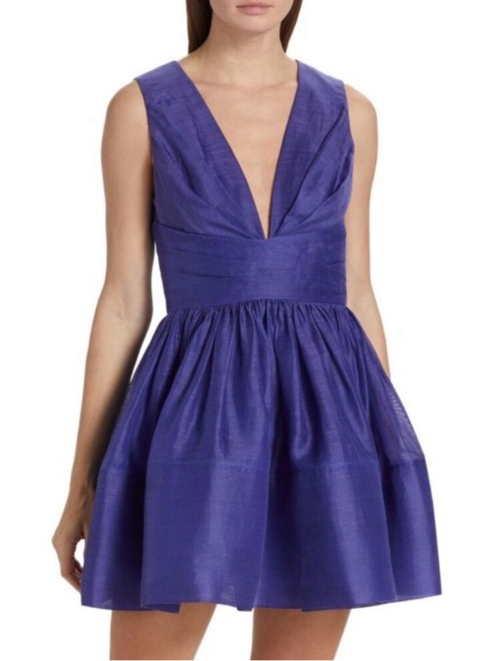 Zimmermann Sleeveless Deep V Mini Dress in Vibrant Purple
